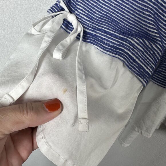 Alexander Jordan Top Sweater 2X Plus Blue Stripe Cotton Hem Tie Sleeve Popover - Picture 4 of 12